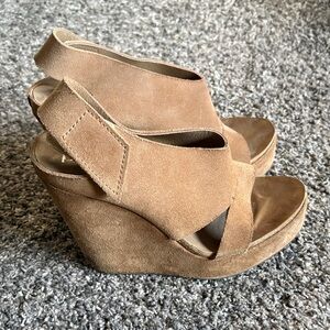 Pedro Garcia Brown Suede Wedge Sandals